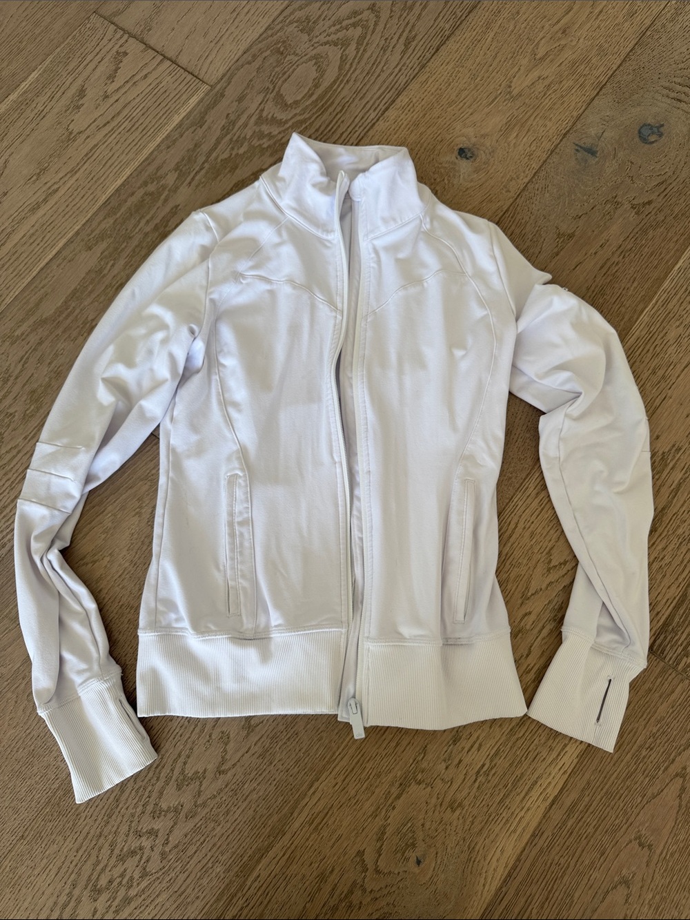 ALO Yoga White Full-Zip Bomber Jacket